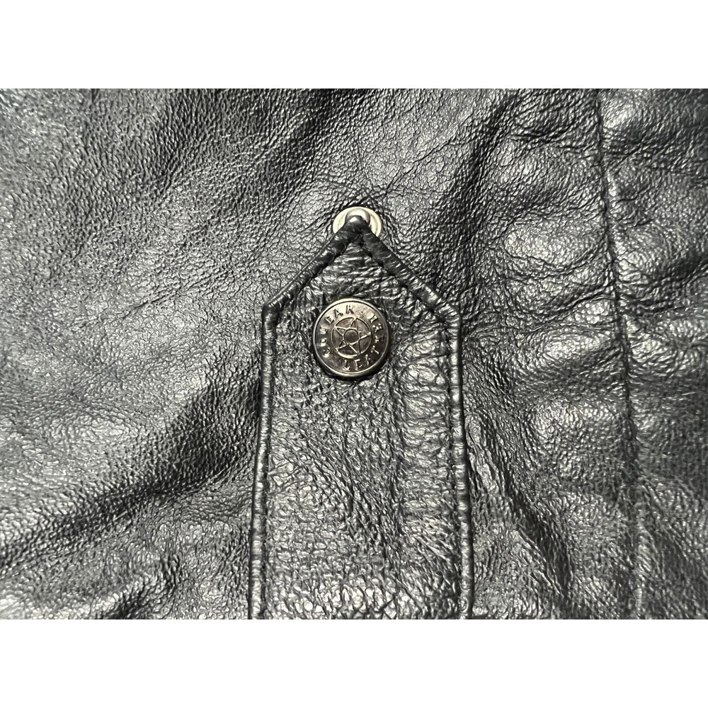 Cougar Leather Jacket Mens XL Black Bomber Genuine Leather Quilted Zip Up Solid - Picture 14 of 14